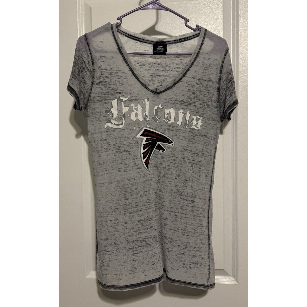 NFL Women's Atlanta Falcons V-Neck T-Shirt, Distressed Design Size Small